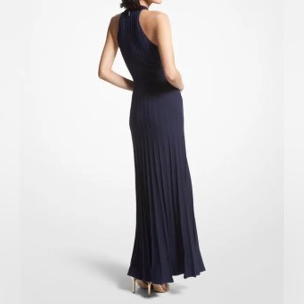 Michael Kors Ribbed Stretch Knit Halter Dress Black Size L NWT - Picture 2 of 5